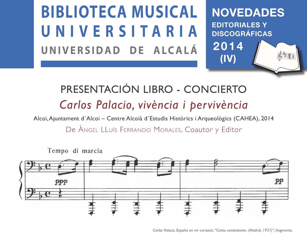 Presentación libro-concierto Carlos Palacio, vivència i pervivencia