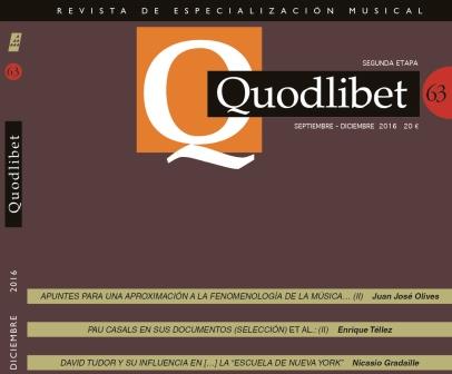 Publicación del número 63 de la Revista de Especialización Musical Quodlibet